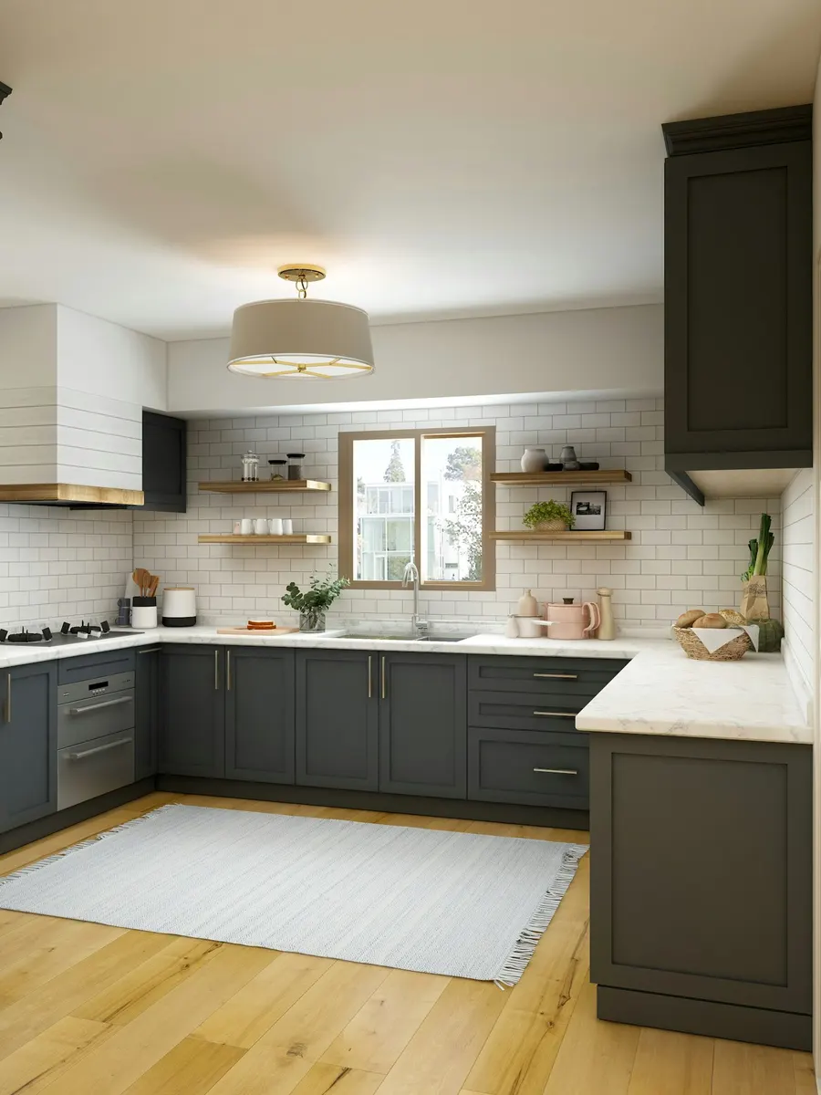 Modern remodeled kitchen with island and custom cabinetry